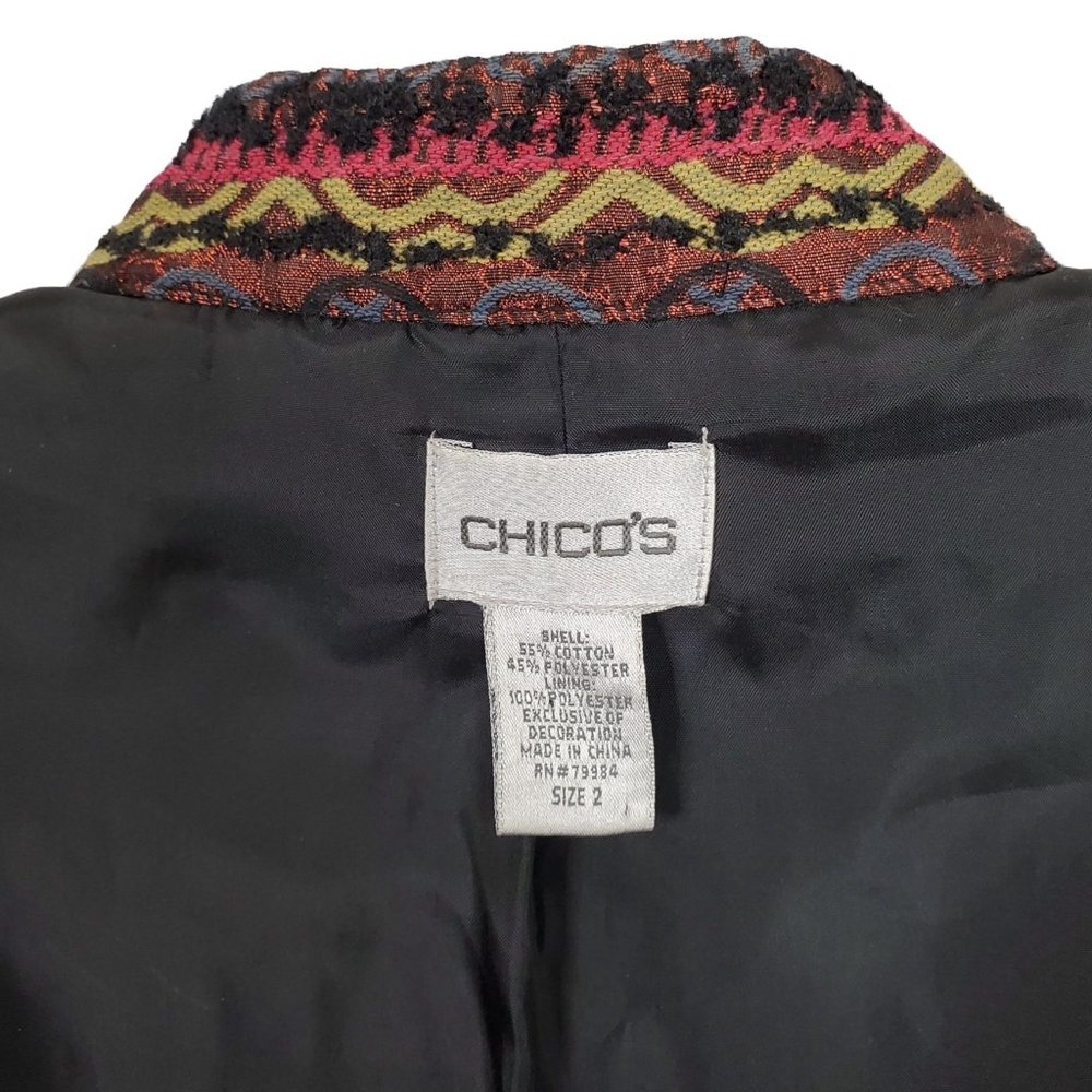 Chico's L Size 2 Jacket Blazer Embellished Beaded Sequins Embroidered Fitted - Picture 6 of 6